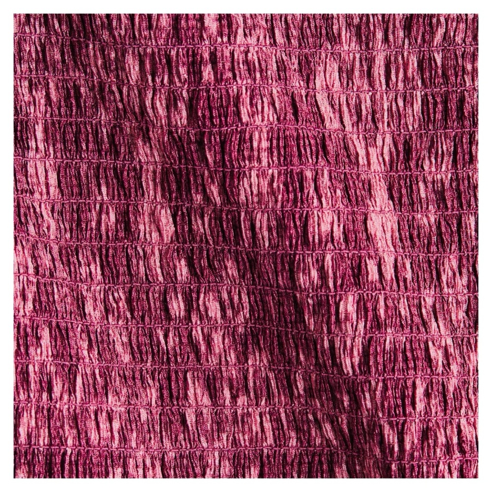 H&M Ruffle Smocked Crop Top Small Pink Pattern NWT - Picture 8 of 8